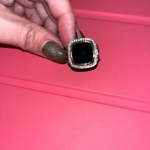 David Yurman Black Onyx Rope Ring With Diamonds